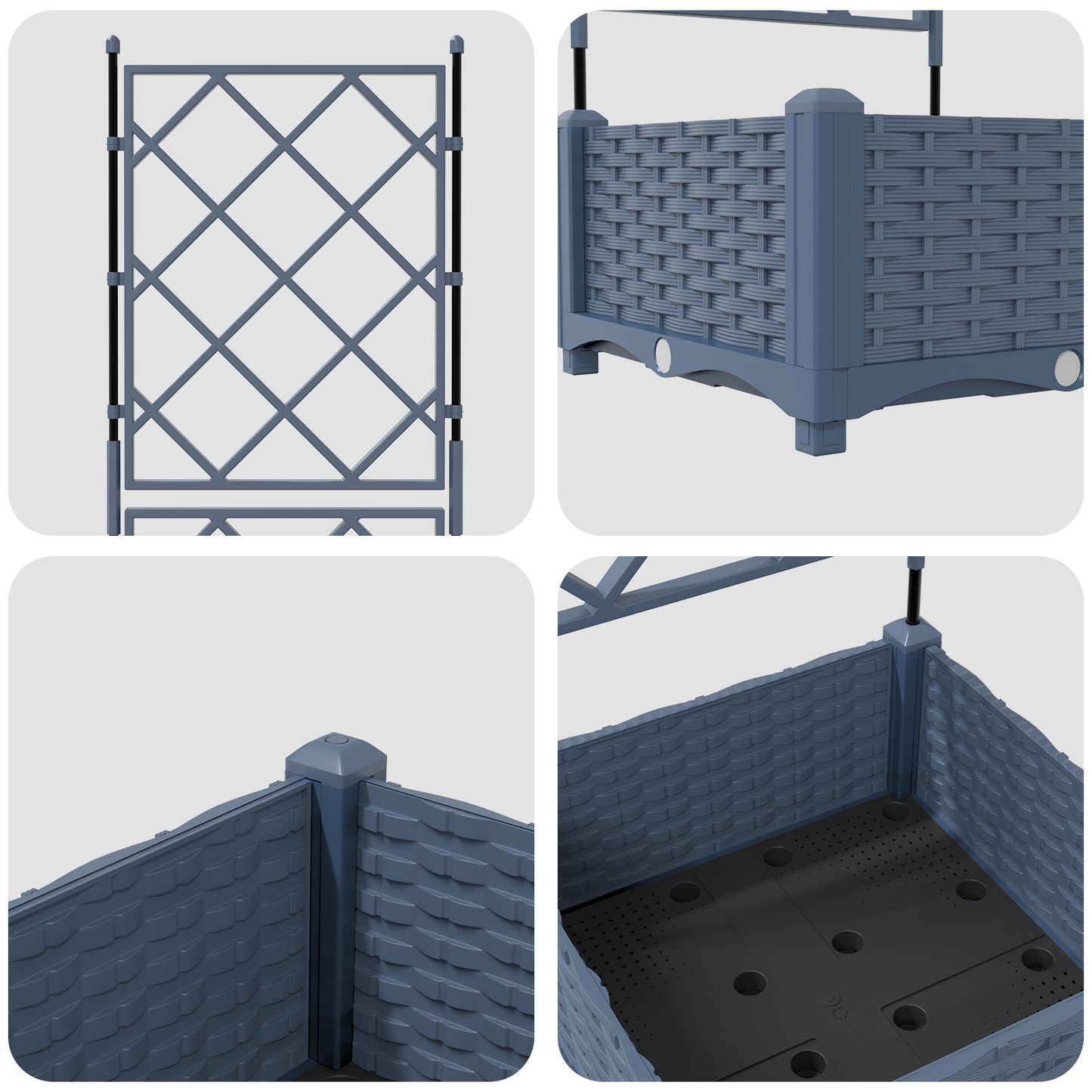 vidaXL Κηποτινάκι με Τρέλα Γκρι 40 x 40 x 125.5 εκ. PP