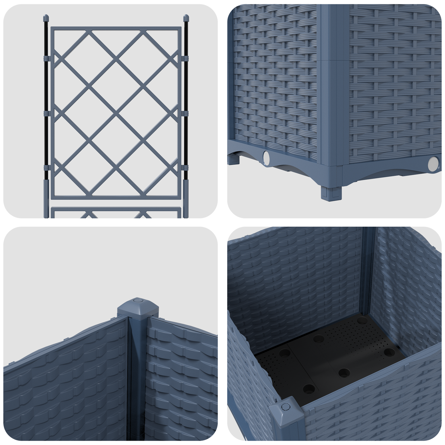 vidaXL Κηποτινάκι με Τρέλα Γκρι 40 x 40 x 143 εκ. PP