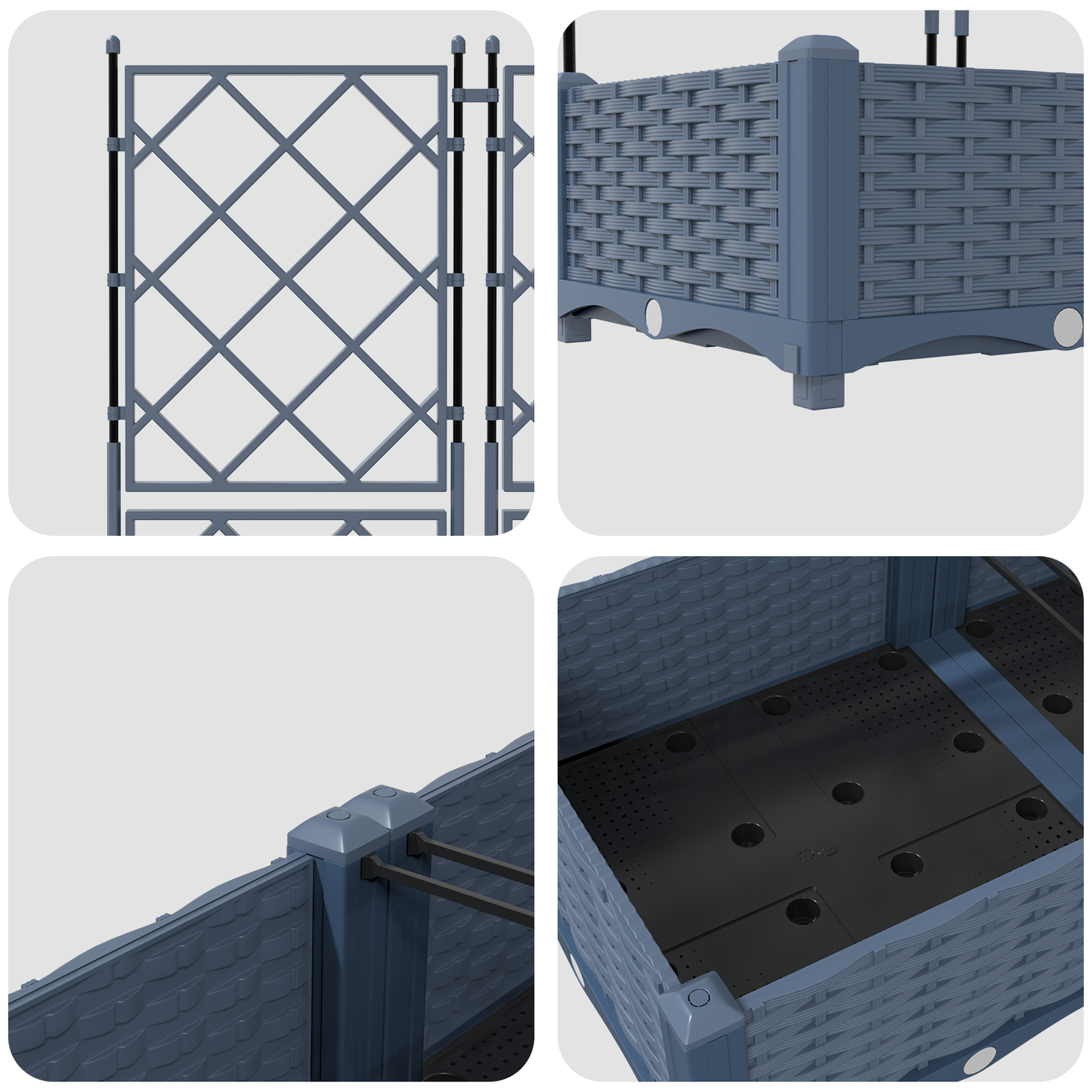 vidaXL Κηποτινάκι με Τρέλα 3 pcs Γκρι 120 x 40 x 125.5 εκ. PP