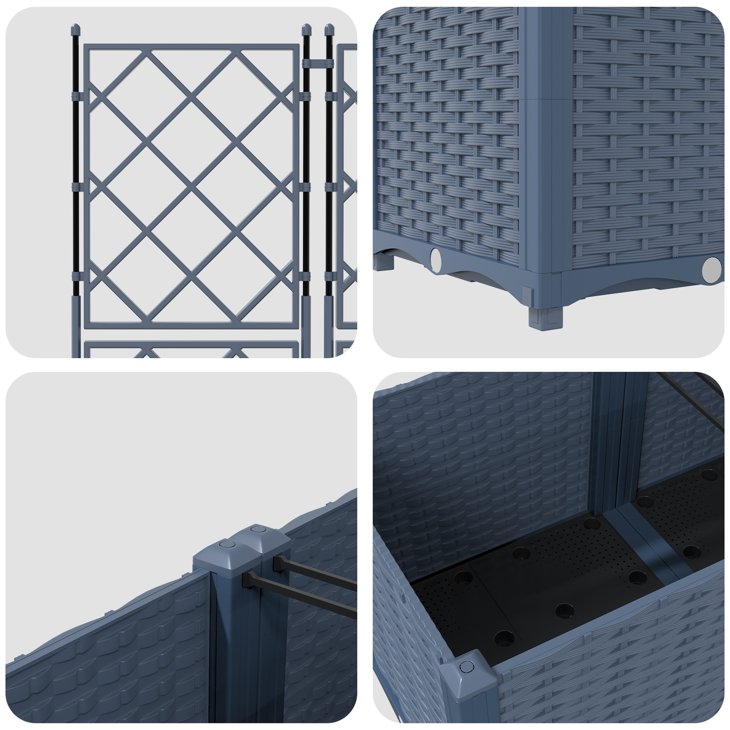 vidaXL Κηποτινάκι με Τρέλα 3 pcs Γκρι 80 x 80 x 143 εκ. PP