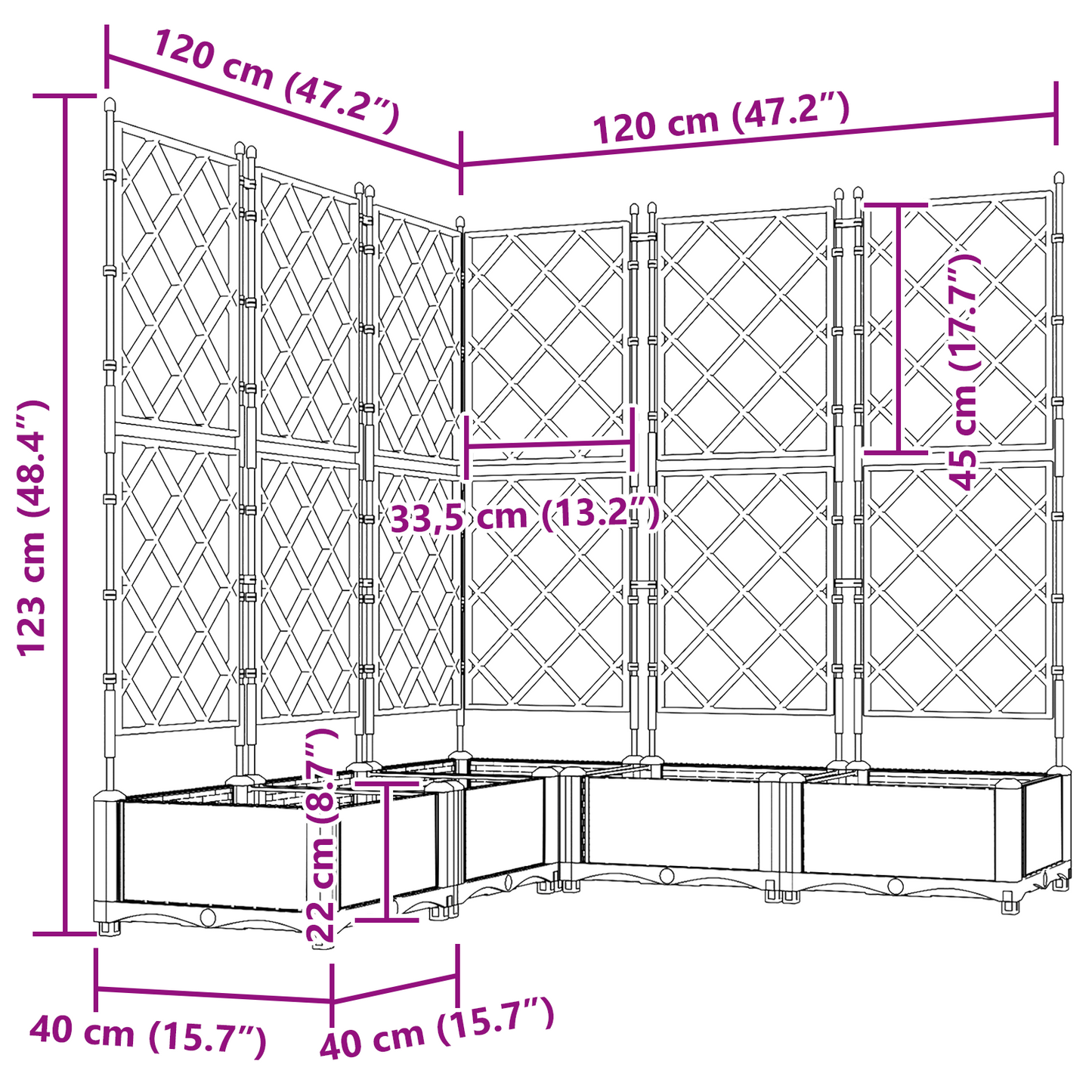 vidaXL Κηποτινάκι με Τρέλα 5 pcs Γκρι 120 x 120 x 125.5 εκ. PP