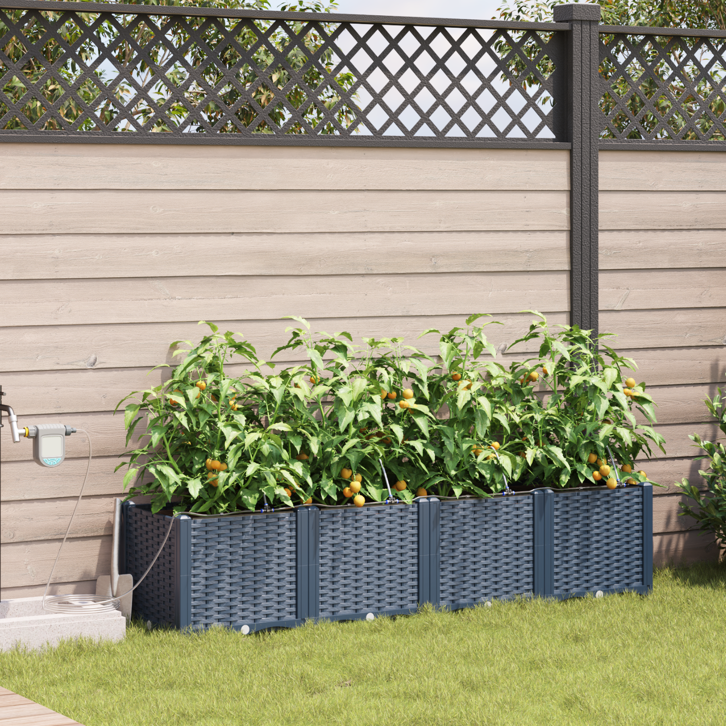 vidaXL Ζαρντινιέρες κήπου Γκρι 160 x 40 x 37.5 cm Ατσάλι