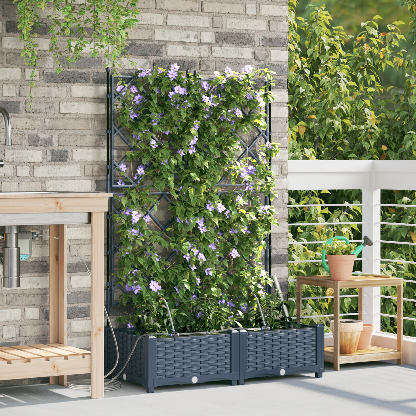 vidaXL Ζαρντινιέρες κήπου Γκρι 80 x 40 x 126 cm Ατσάλι