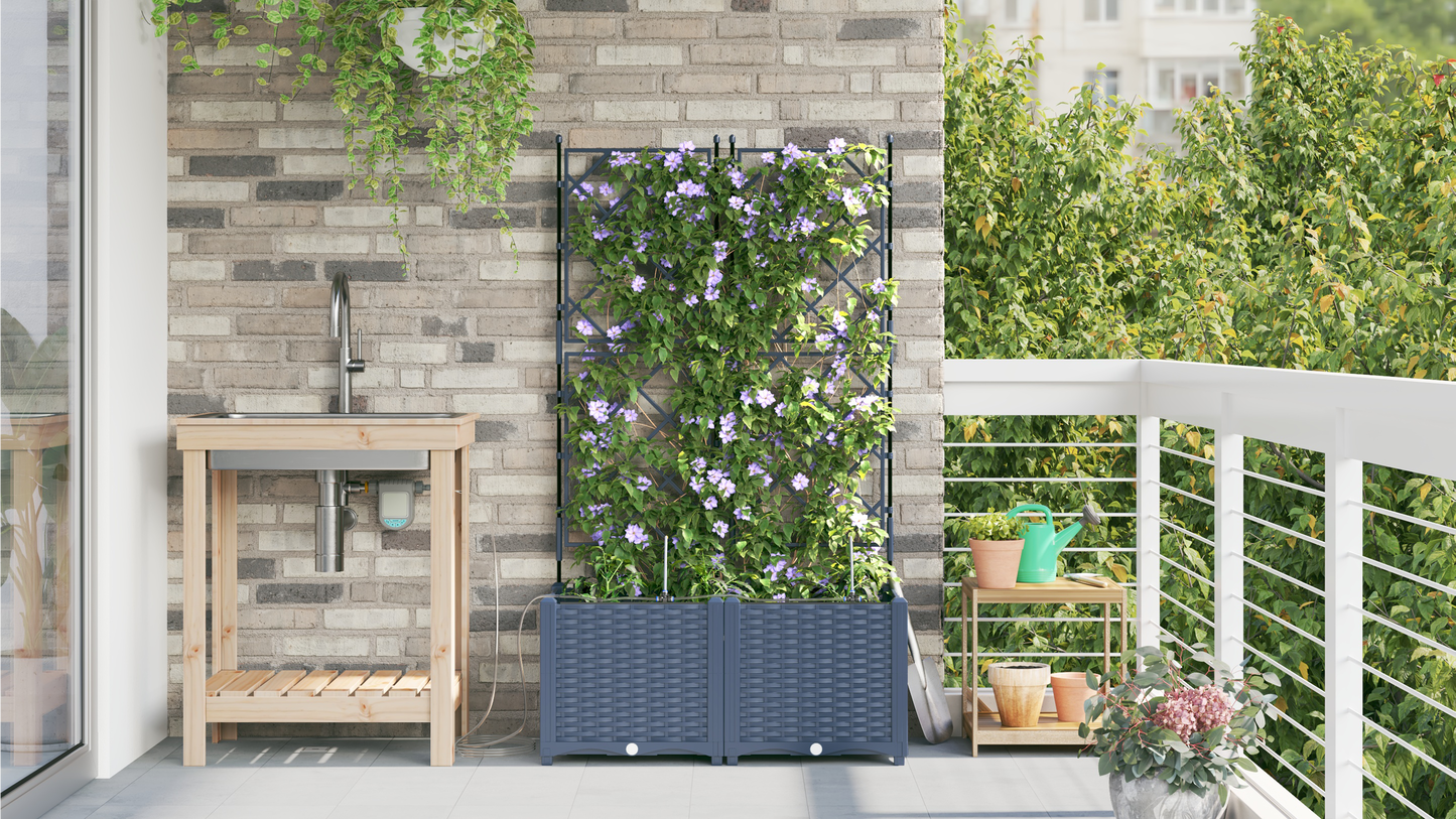 vidaXL Ζαρντινιέρες κήπου Γκρι 80 x 40 x 142 cm Ατσάλι