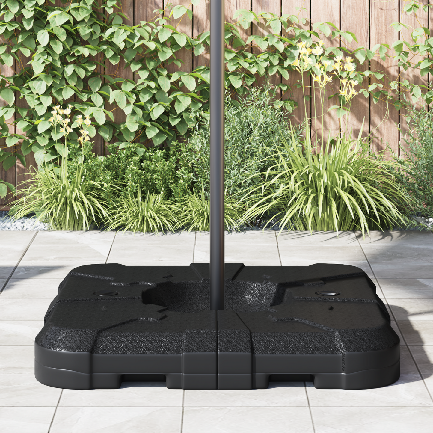 vidaXL Σετ Βάσης Ομπρέλας 2 pcs Μαύρο 88.5 x 88.5 x 12 εκ. Πλαστικό