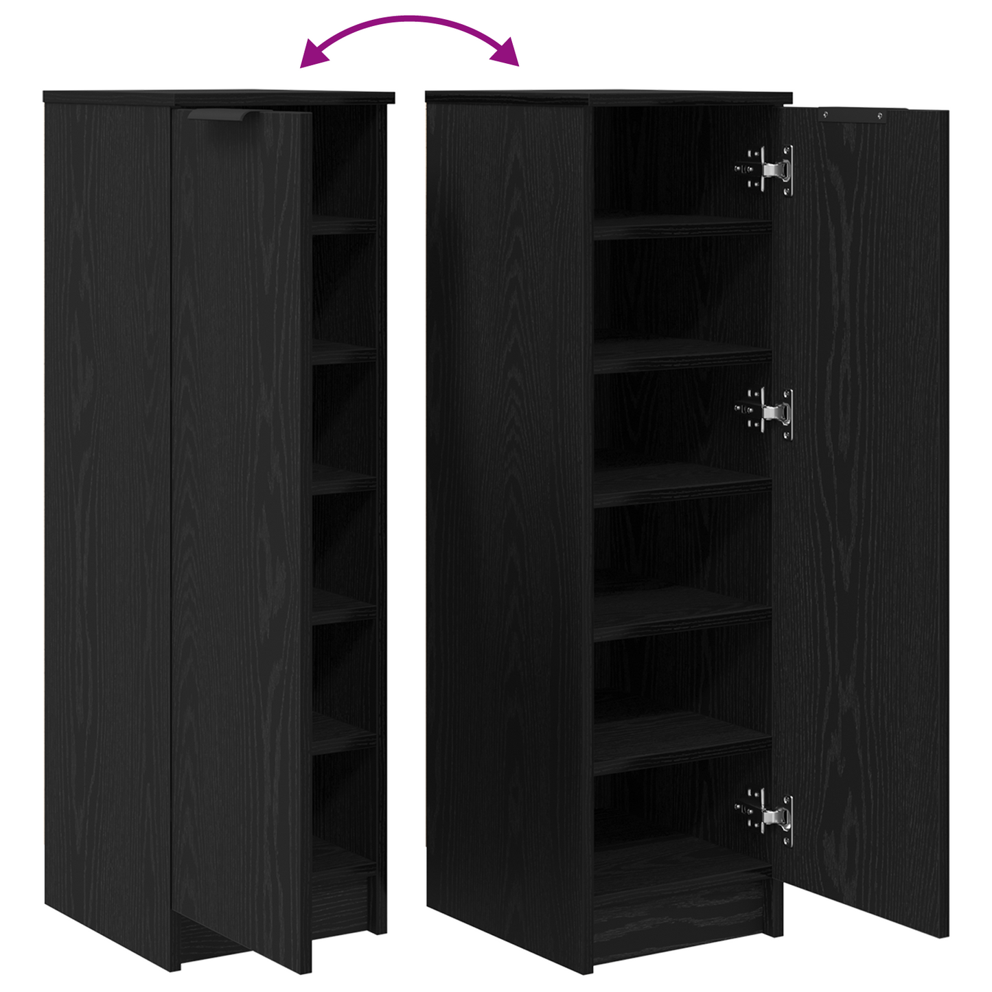 vidaXL Παπουτσοθήκη Μαύρη δρυς 29.5 x 35 x 101 εκ. Επεξεργασμένο ξύλο