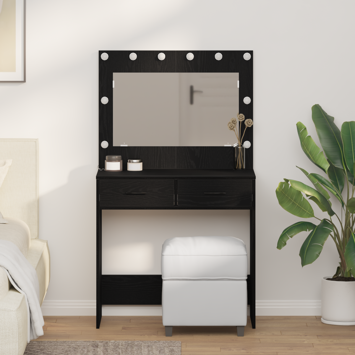 vidaXL Κομοδίνο Μαύρη δρυς 78.5 x 41 x 135 εκ Επεξεργασμένο ξύλο