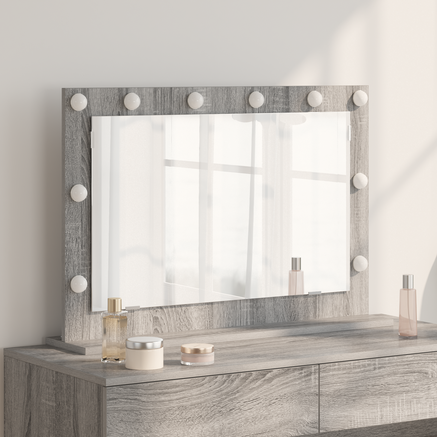 vidaXL Καθρέφτης Vanity Γκρι Σονόμα Επεξεργασμένο ξύλο 80 x 55 x 18 εκ