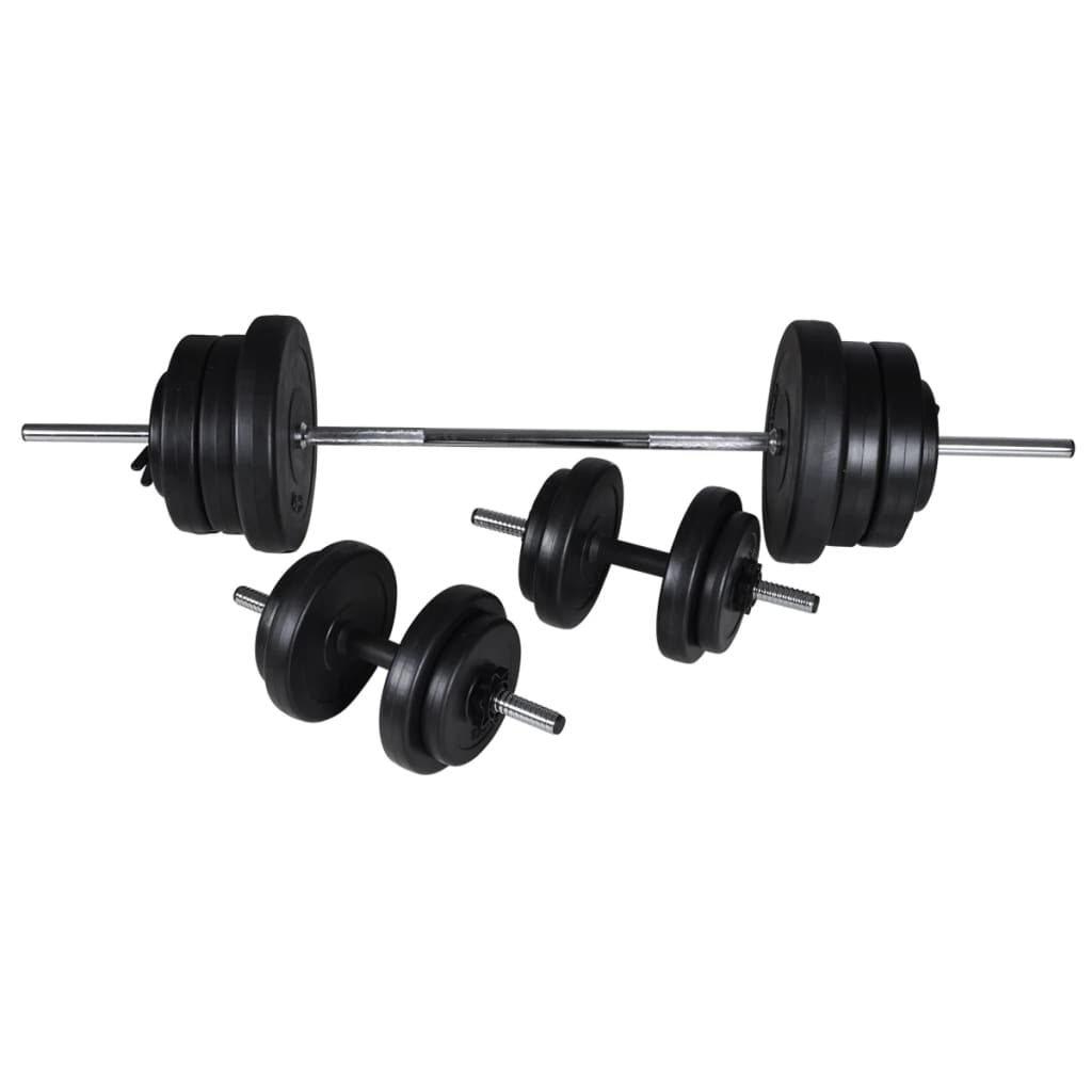Set of Weight Lifting Barbell and 2 Dumbbells with Weights 60.5kg
