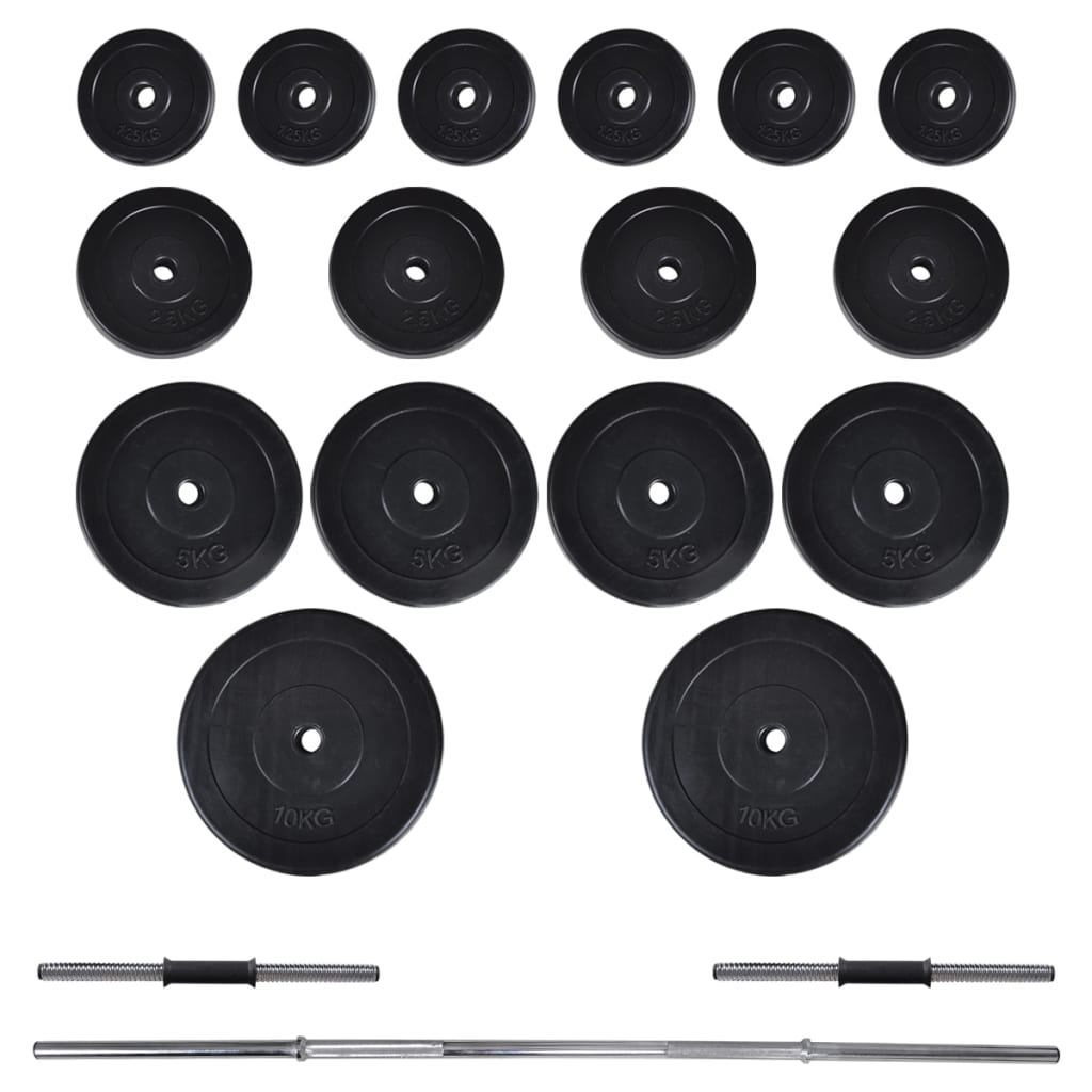 Set of Weight Lifting Barbell and 2 Dumbbells with Weights 60.5kg
