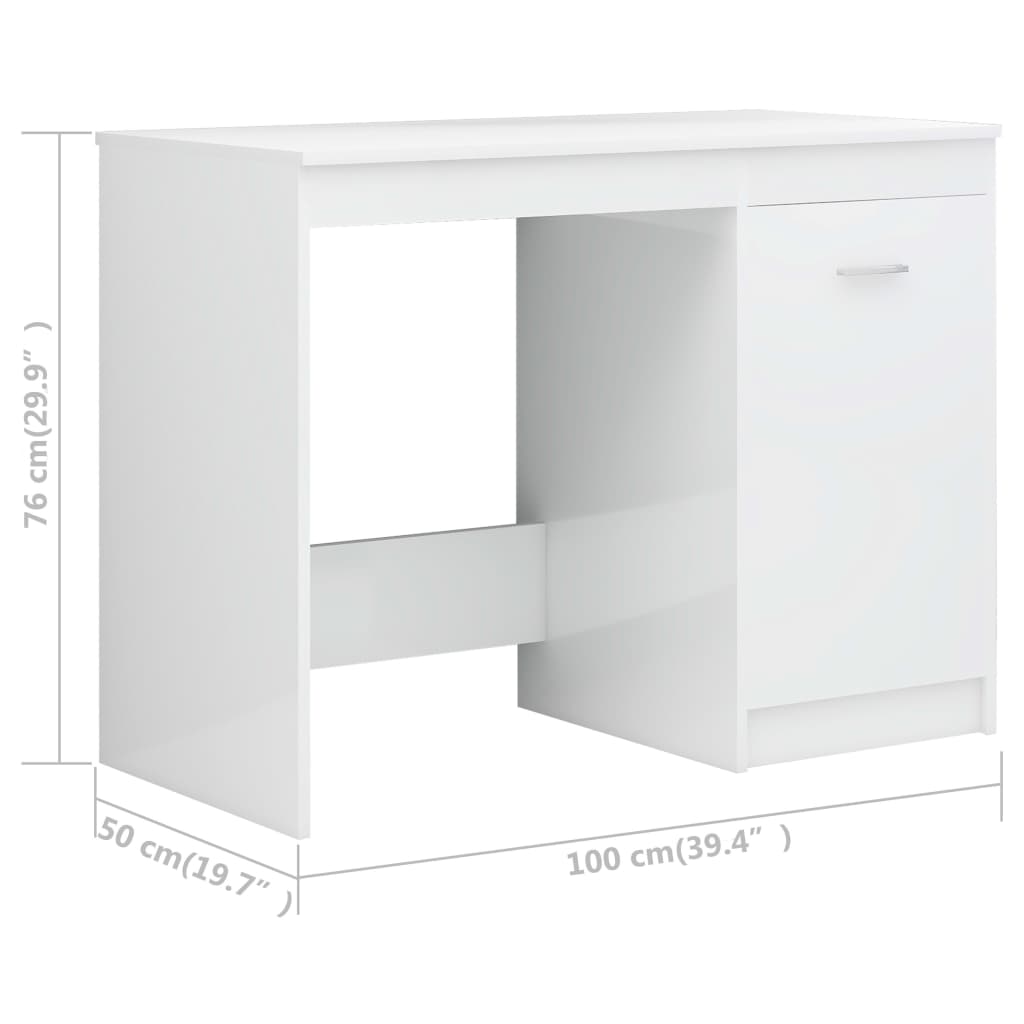 vidaXL Γραφείο Γυαλιστερό Λευκό 140 x 50 x 76 εκ. από Μοριοσανίδα