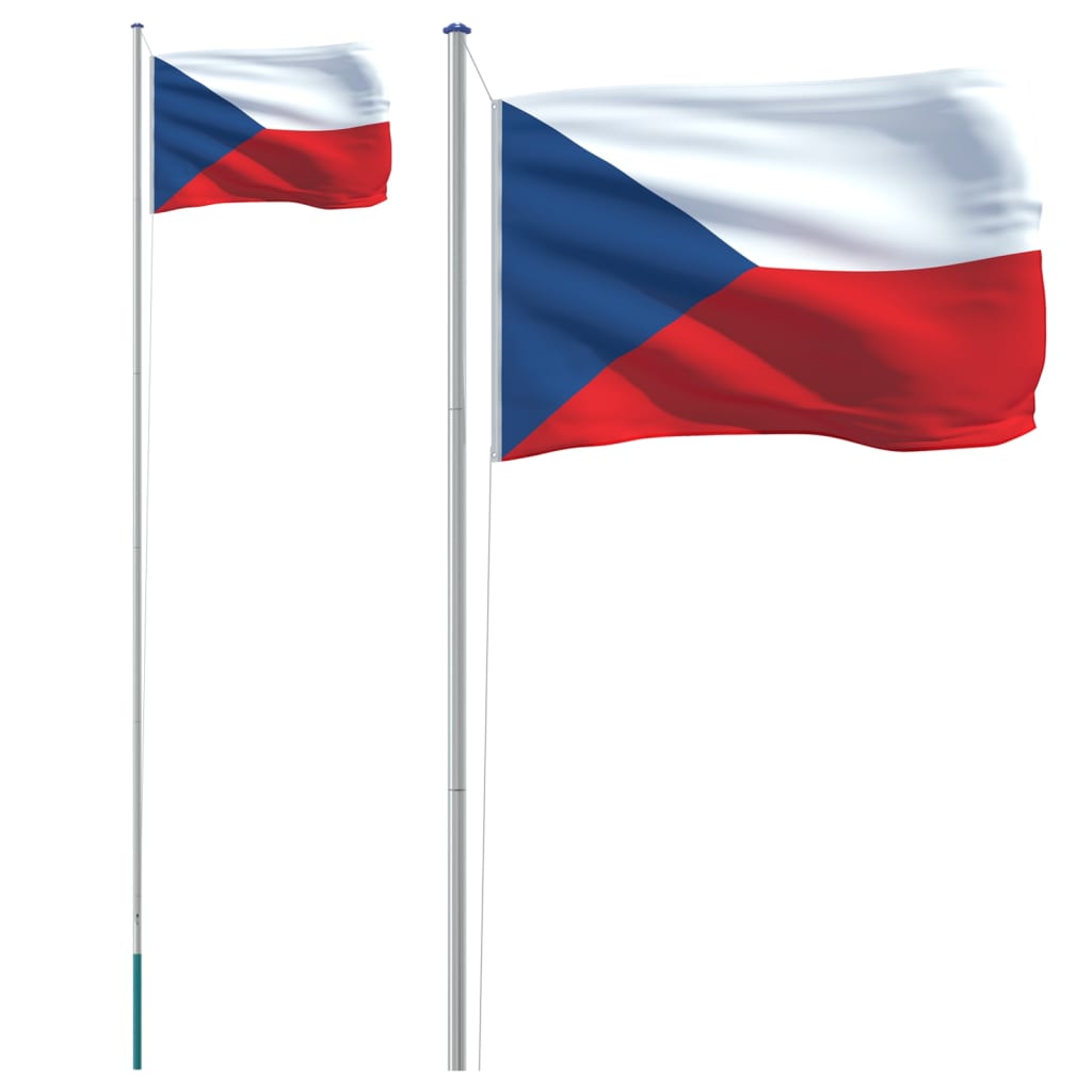vidaXL Czech Flag and Pole 6.23 m Aluminum