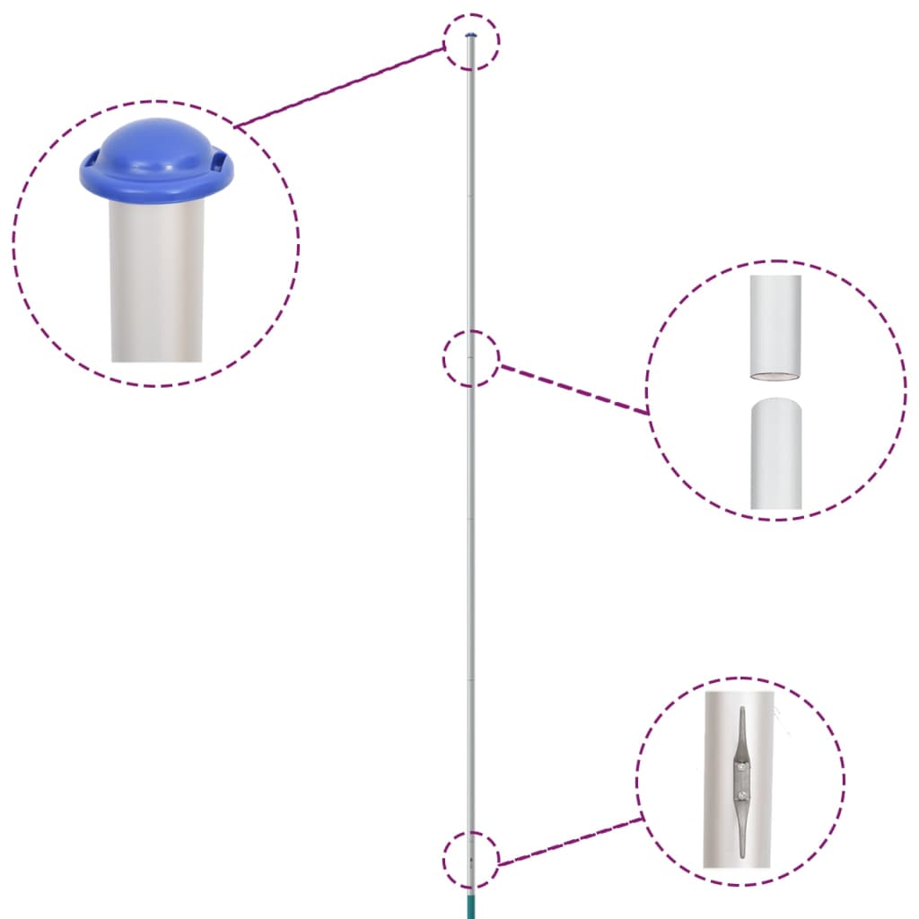 vidaXL Czech Flag and Pole 6.23 m Aluminum