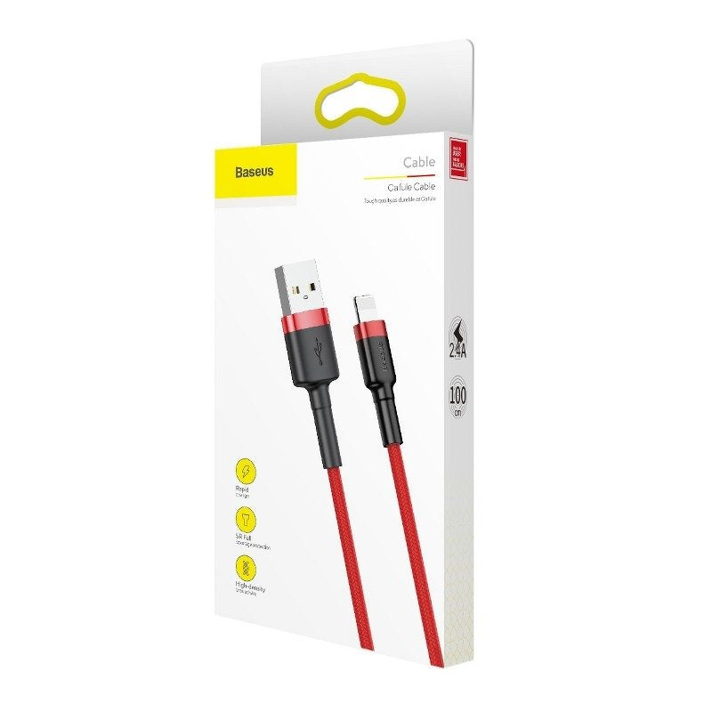 Baseus Καλώδιο USB σε Lightning Cafule 2.4A 1m (Μαύρο/Κόκκινο)