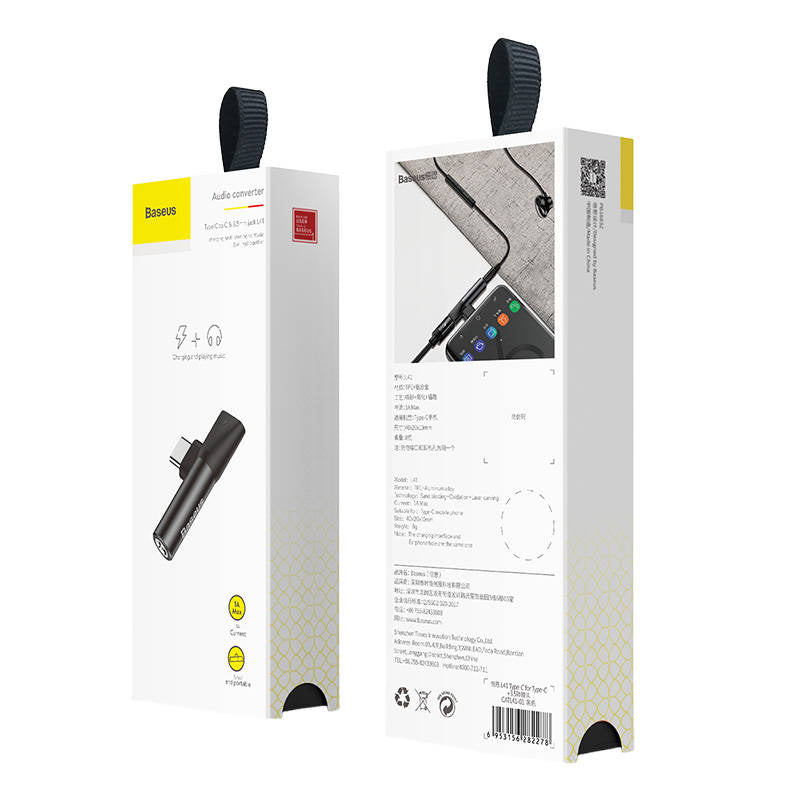 Baseus Μετατροπέας Ήχου USB-C σε Mini Jack 3.5mm + USB-C (Μαύρο)