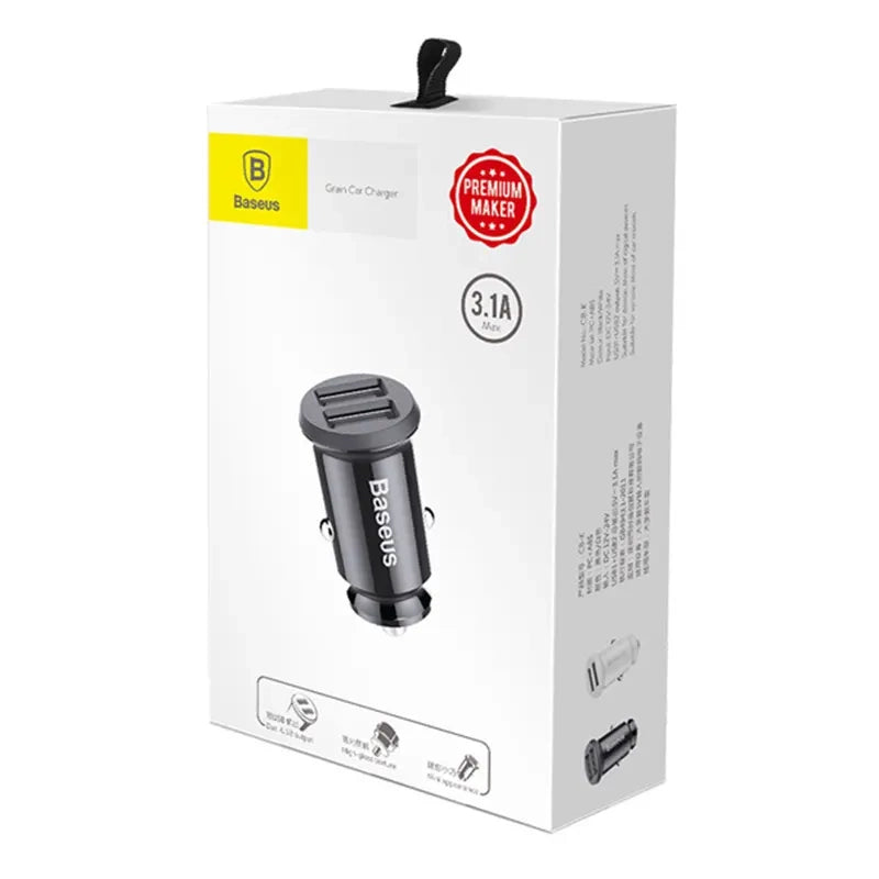 Baseus Φορτιστής Αυτοκινήτου Grain 2xUSB 5V 3.1A (Μαύρο)