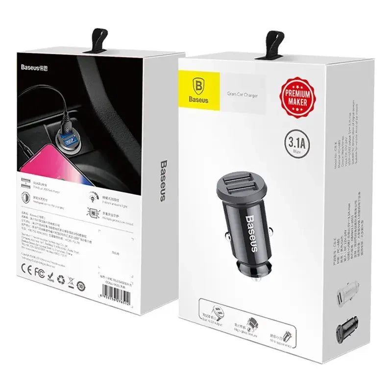 Baseus Φορτιστής Αυτοκινήτου Grain 2xUSB 5V 3.1A (Λευκό)