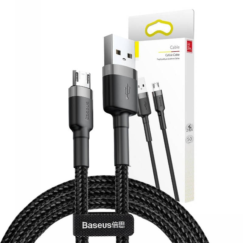 Baseus Καλώδιο MicroUSB Cafule 2.4A 1m (Γκρι/Μαύρο)