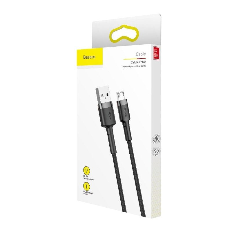 Baseus Καλώδιο MicroUSB Cafule 2.4A 1m (Γκρι/Μαύρο)