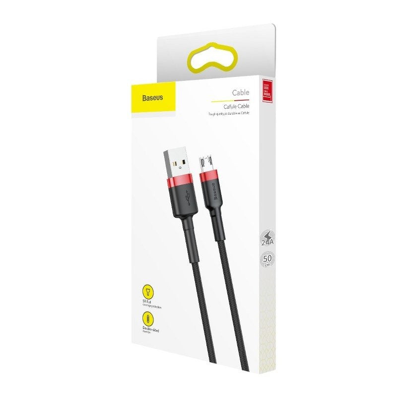 Baseus Καλώδιο MicroUSB Cafule 2.4A 1m (Κόκκινο/Μαύρο)