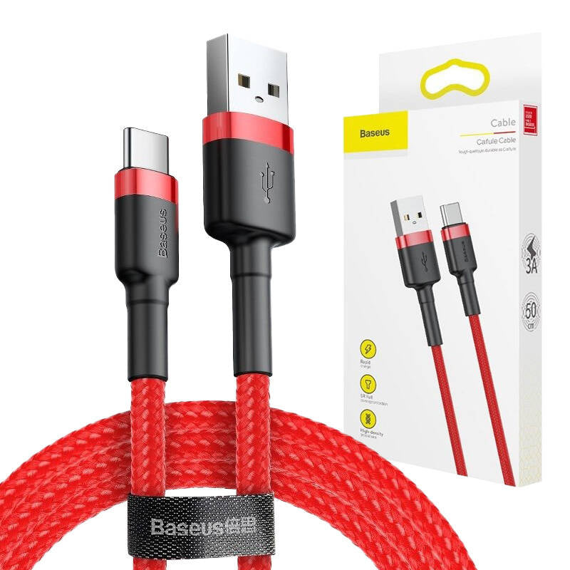 Baseus Καλώδιο USB-C Cafule  3A 0.5m (Κόκκινο)