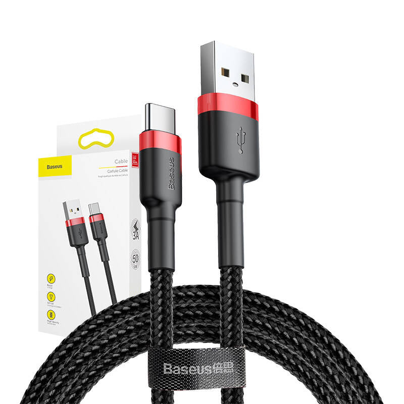 Baseus Καλώδιο USB-C Cafule 3A 0.5m (Κόκκινο/Μαύρο)