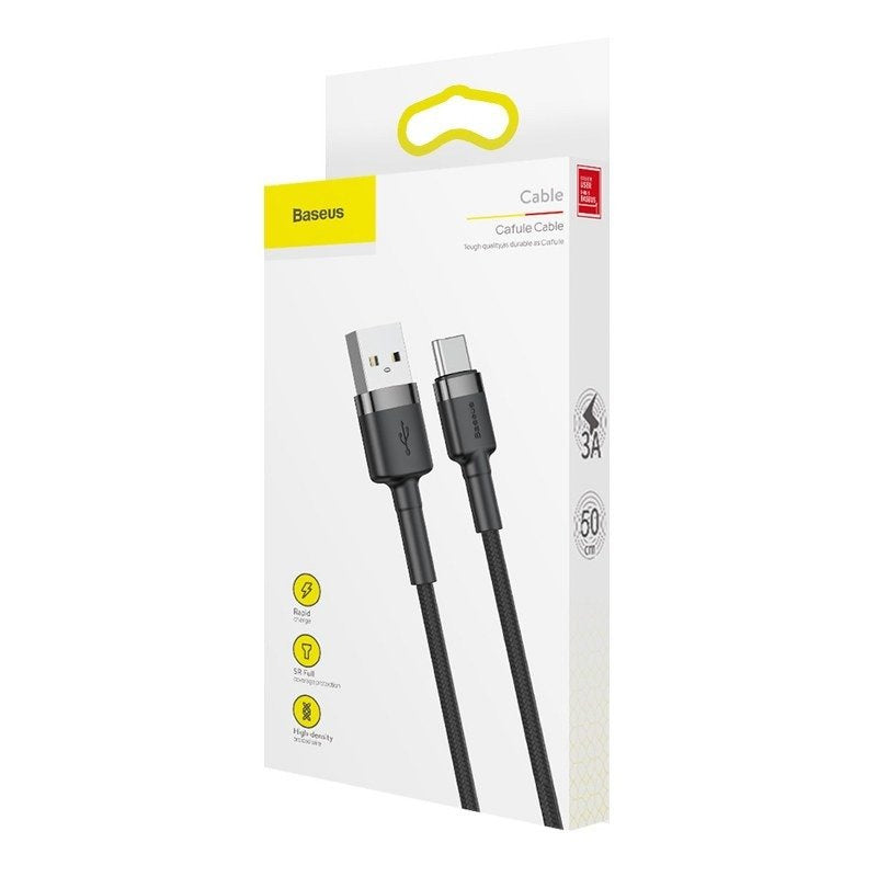 Baseus Καλώδιο USB-C Cafule 3A 0.5m (Γκρι/Μαύρο)