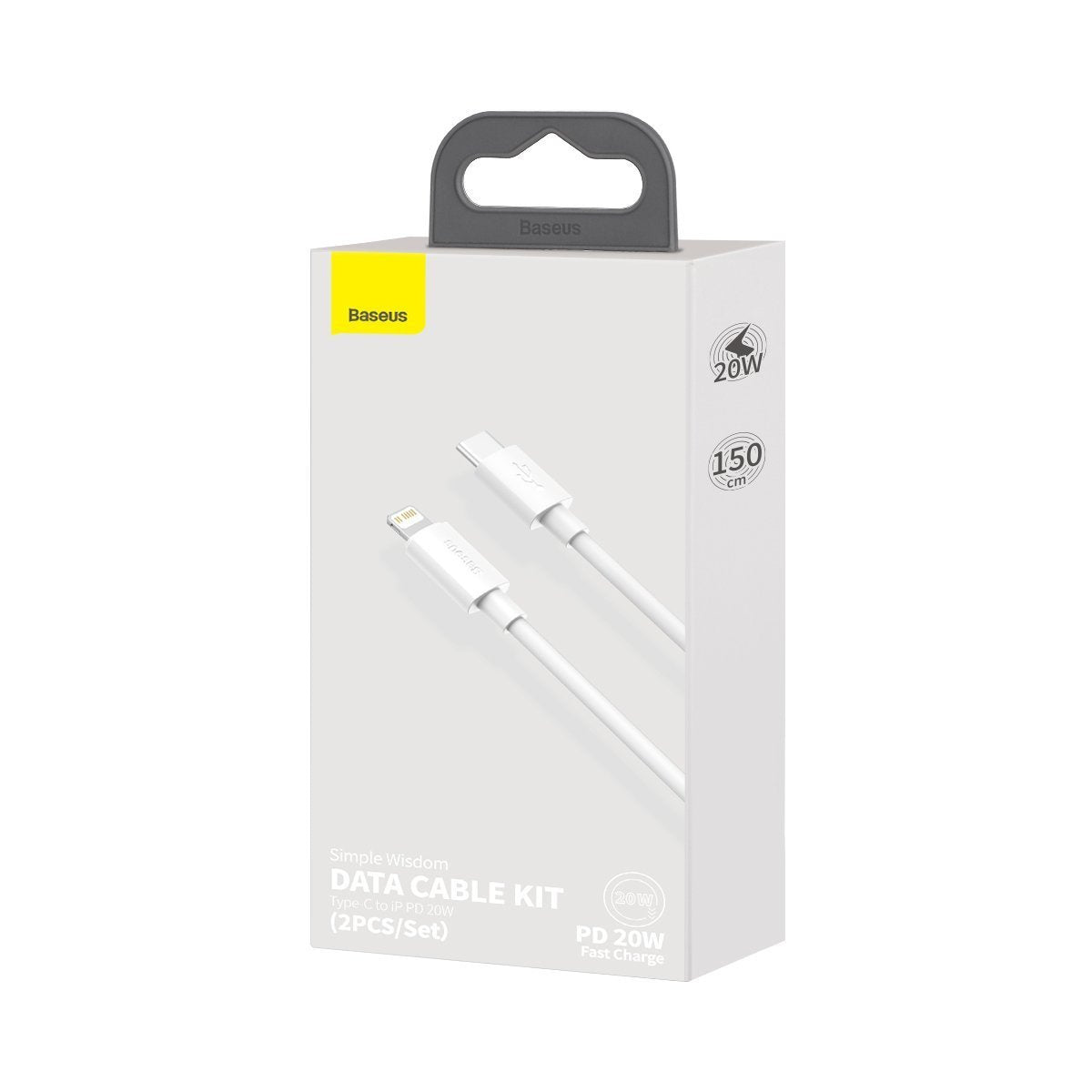 Baseus Καλώδιο Simple Wisdom Data Cable Kit USB-C σε Lightning PD 20W 1.5m (Σετ 2τμχ) (Λευκό)