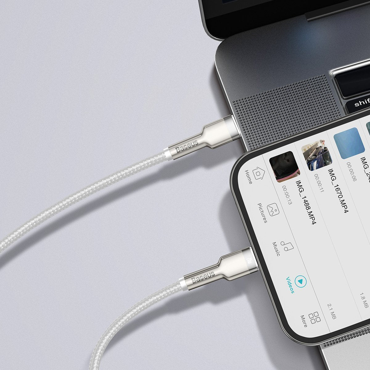 Baseus Καλώδιο USB-C σε Lightning Cafule, PD, 20W, 1m (Λευκό)