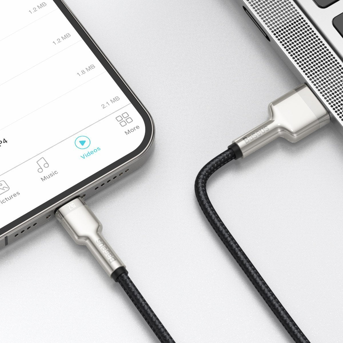 Baseus Καλώδιο USB σε Lightning Cafule Metal Braided, 2.4A, 1m (Μαύρο)