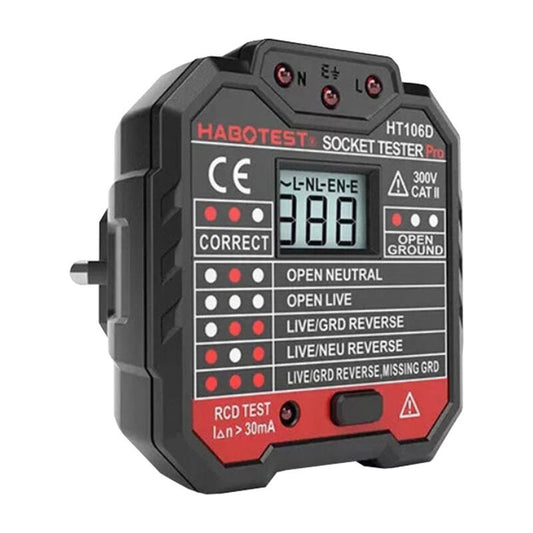 Habotest Tester Πριζών με Ψηφιακή Οθόνη HT106D (Μαύρο)