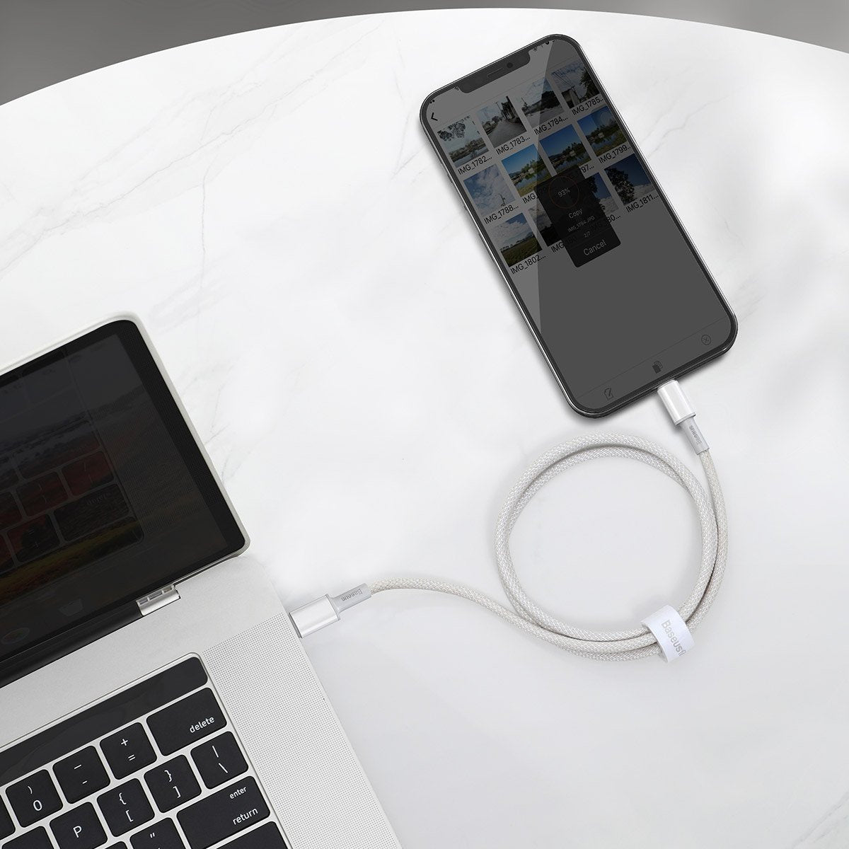 Baseus Καλώδιο USB-C σε Lightning High Density Braided, PD, 20W, 2m (Λευκό)