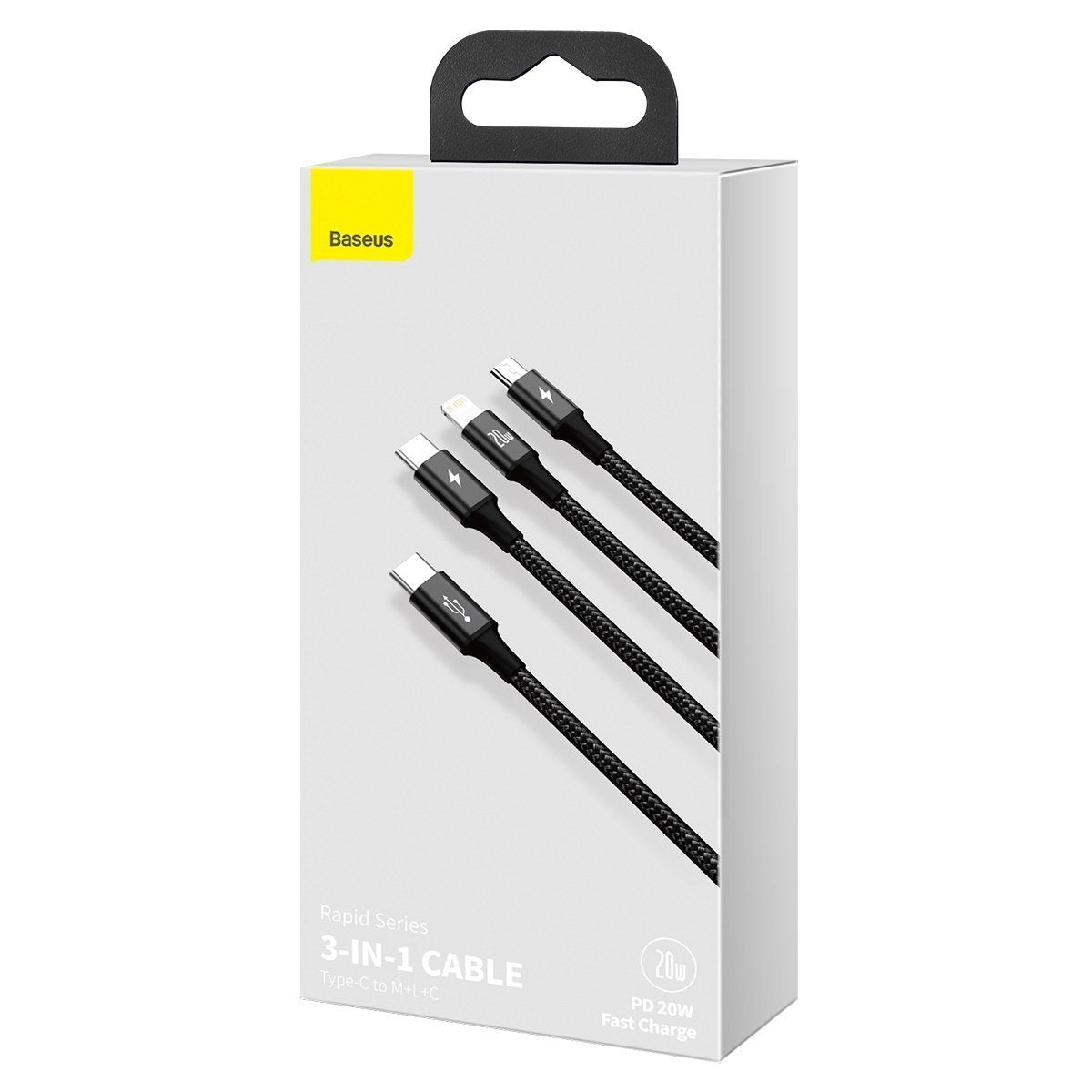 Baseus Καλώδιο 3 σε 1 USB-C για M+L+T Rapid Series, 20W, 1.5m (Μαύρο)