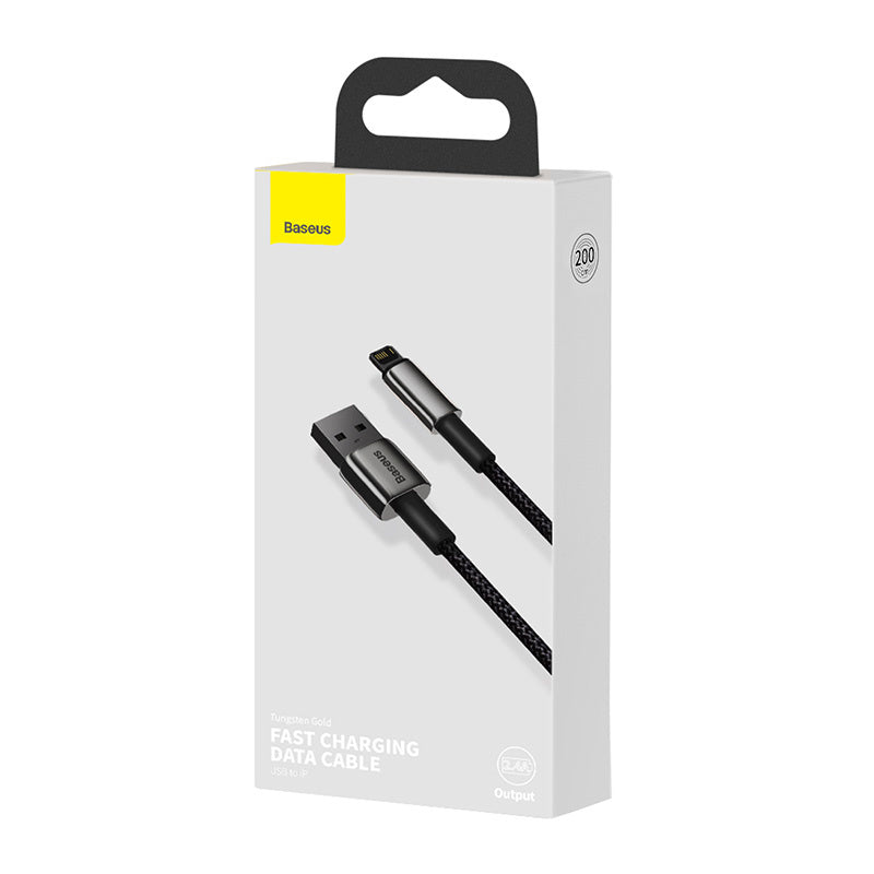Baseus Καλώδιο USB σε Lightning Tungsten Gold 2.4A 2m (Mαύρο)