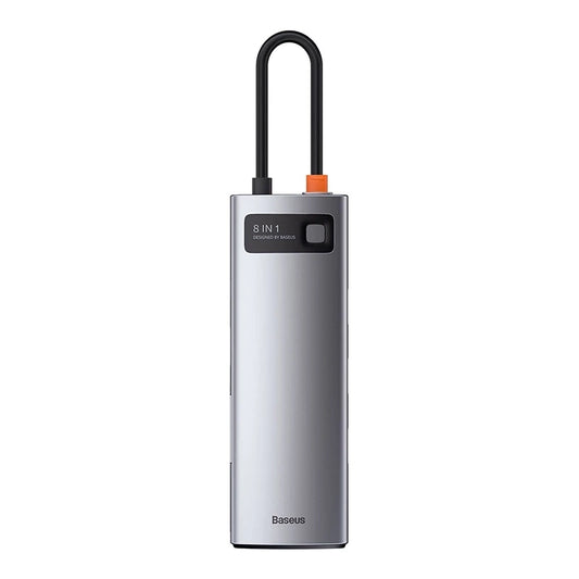 Baseus Docking Station 8σε1 Metal Gleam Series, USB-C σε 3xUSB 3.0 + HDMI + USB-C PD + Ethernet RJ45 + MicroSD/SD (Ασημί)