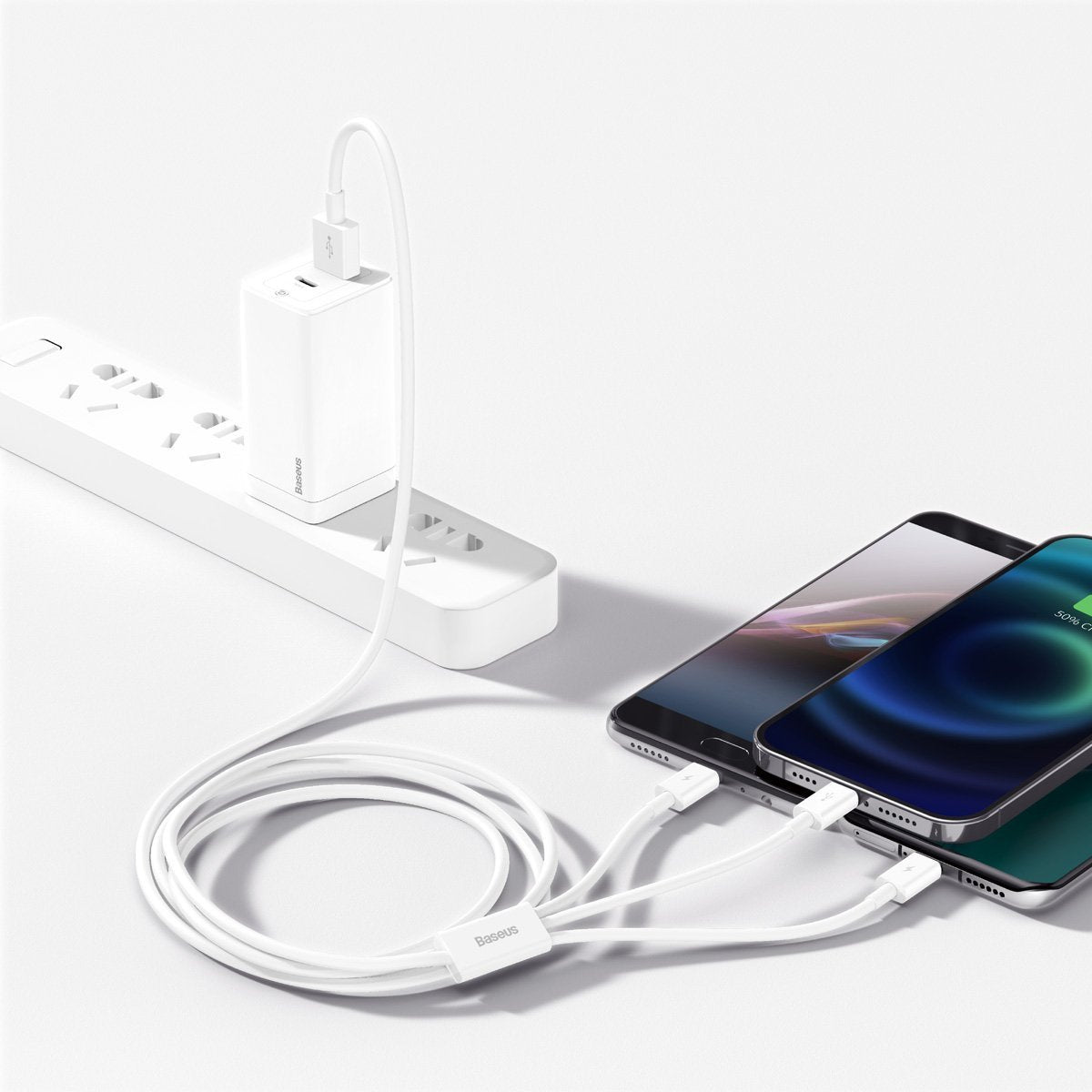 Baseus Καλώδιο USB 3σε1 Superior Series, USB σε MicroUSB / USB-C / Lightning, 3.5A, 1.5 m (Λευκό)