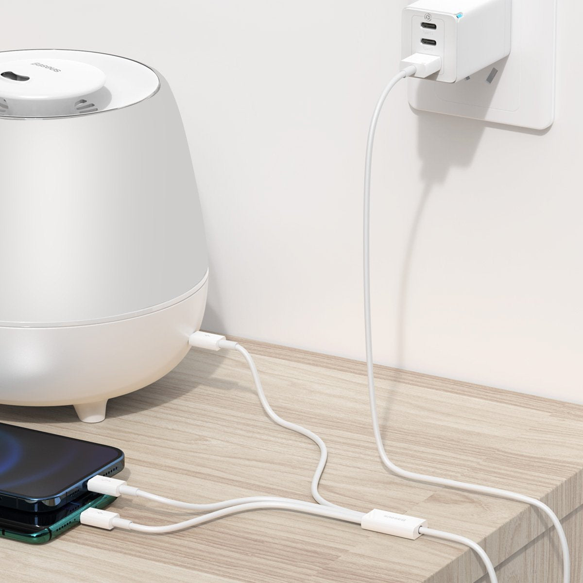 Baseus Καλώδιο USB 3σε1 Superior Series, USB σε MicroUSB / USB-C / Lightning, 3.5A, 1.5 m (Λευκό)