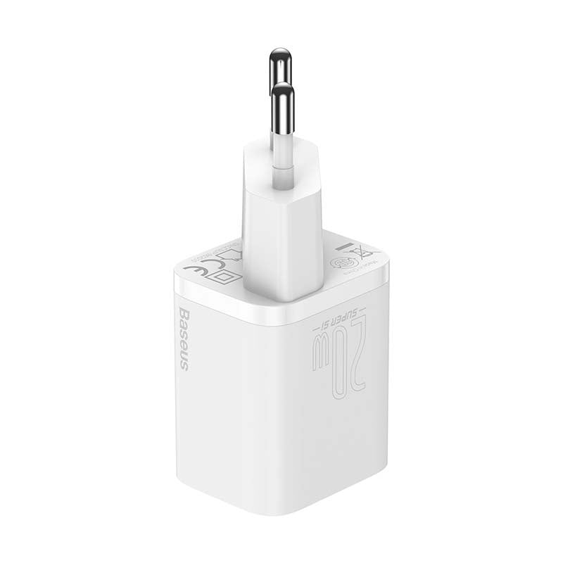 Baseus Γρήγορος Φορτιστής Super Si 1C 20W με Καλώδιο USB-C σε Lightning 1m (Λευκό)
