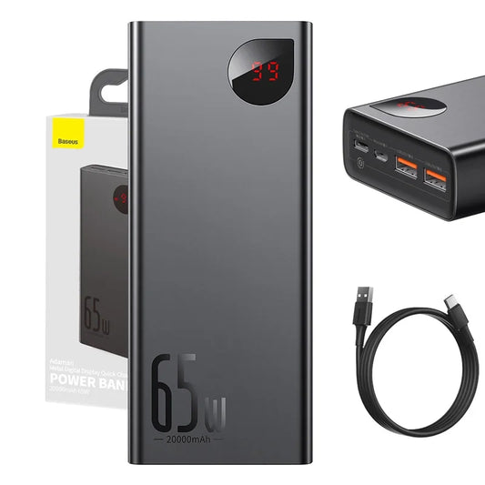 Powerbank Baseus Adaman Metal 20000mAh PD QC 3.0 65W 2xUSB + USB-C + micro USB (Μαύρο)