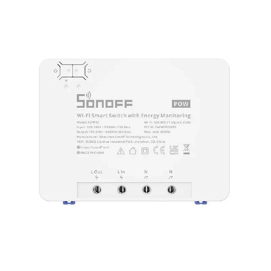 Sonoff Έξυπνος Ενδιάμεσος Διακόπτης WiFi με Παρακολούθηση Ενέργειας POWR3 (25A/5500W) (Λευκό)
