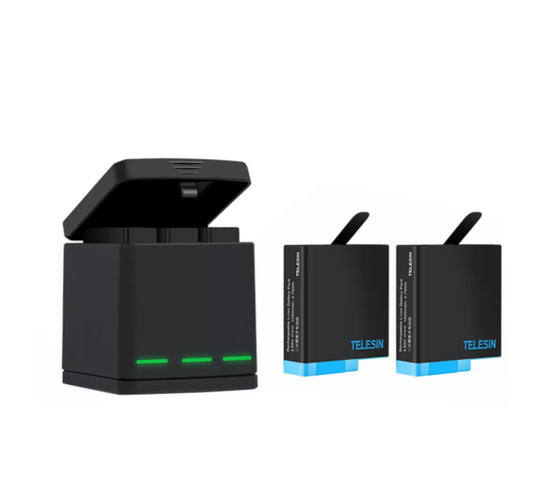 3-slot charger box Telesin for GoPro Hero 5/6/7/8 + 2 batteries (GP-BNC-801)