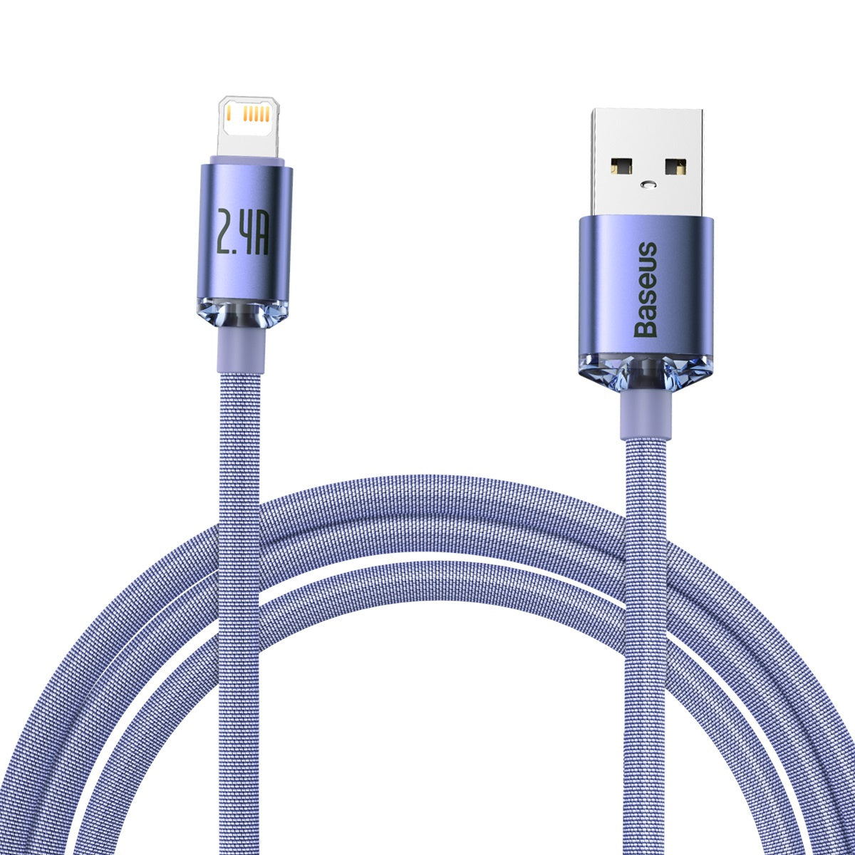 Baseus Καλώδιο USB σε Lightning Crystal Shine, 2.4A, 2m (Μοβ)