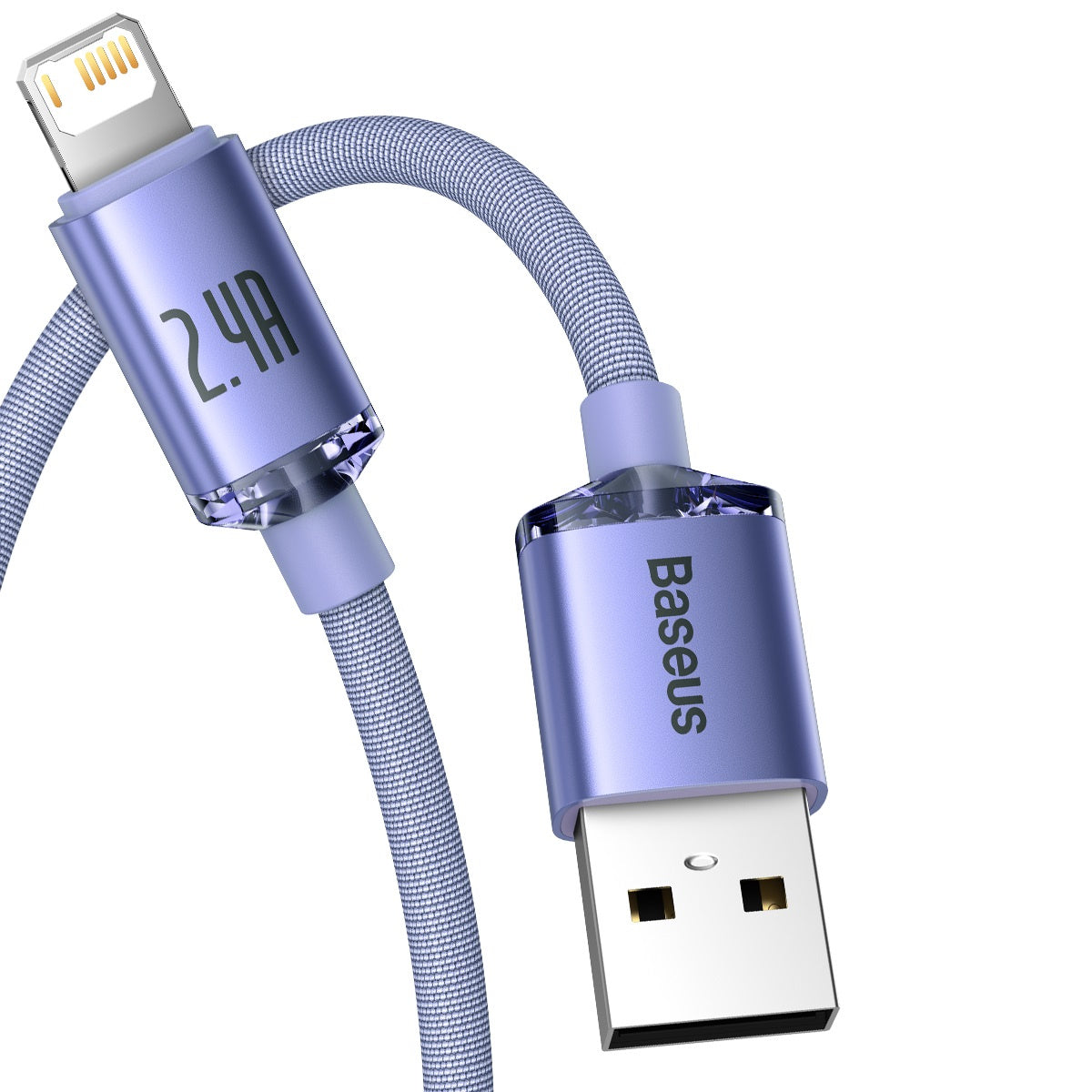 Baseus Καλώδιο USB σε Lightning Crystal Shine, 2.4A, 2m (Μοβ)