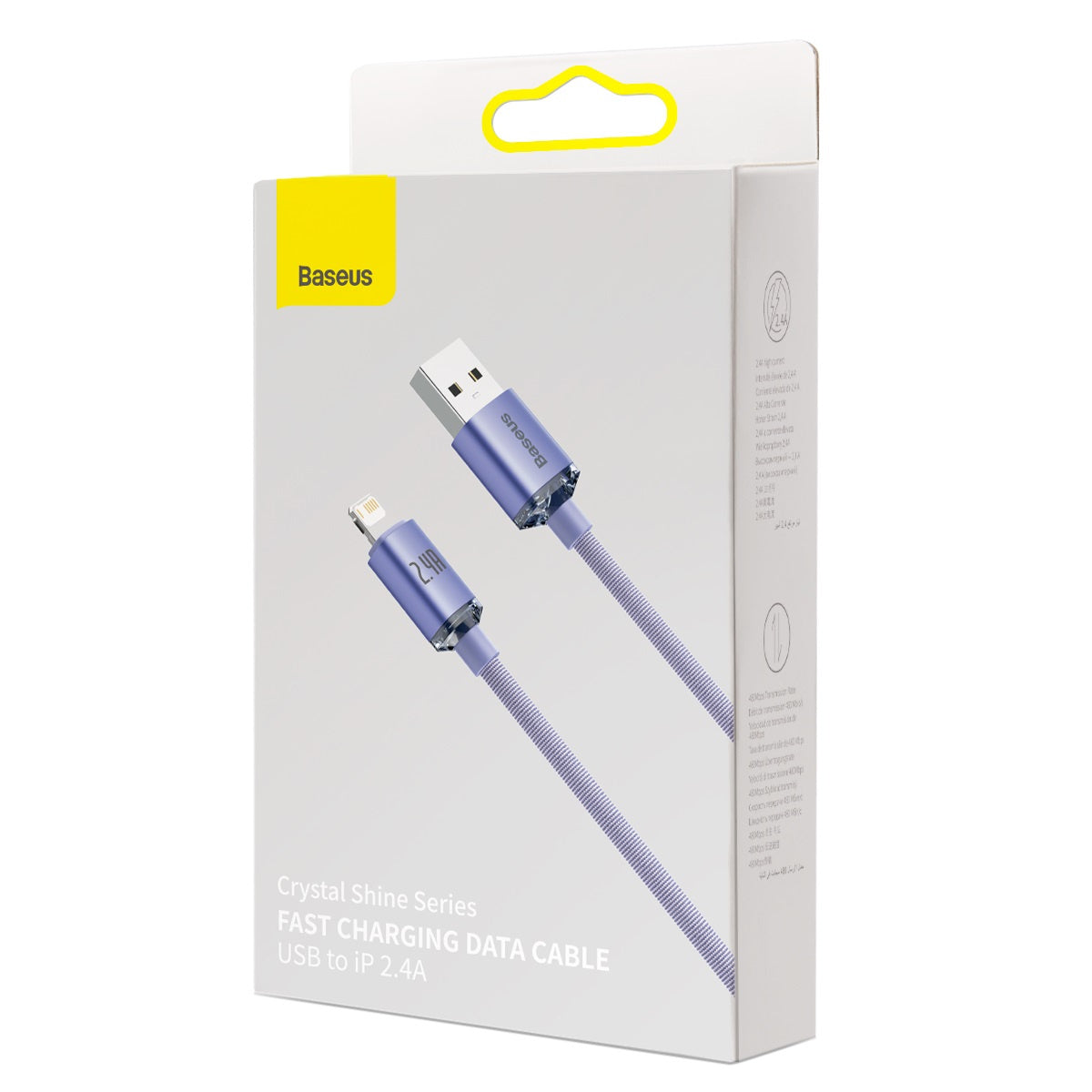 Baseus Καλώδιο USB σε Lightning Crystal Shine, 2.4A, 2m (Μοβ)