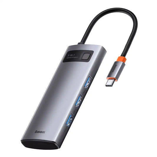 Baseus Docking Station 5σε1 USB-C σε 3x USB 3.0 + HDMI + USB-C PD (Ασημί)
