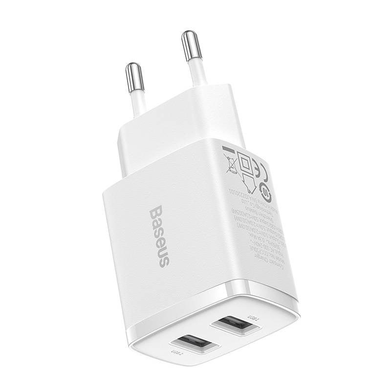 Baseus Φορτιστής Compact Quick Charger, 2xUSB, 10.5W (Λευκό)
