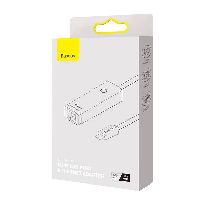 Baseus Αντάπτορας Δικτύου Lite Series USB-C σε RJ45, 100Mbps (Μαύρο)