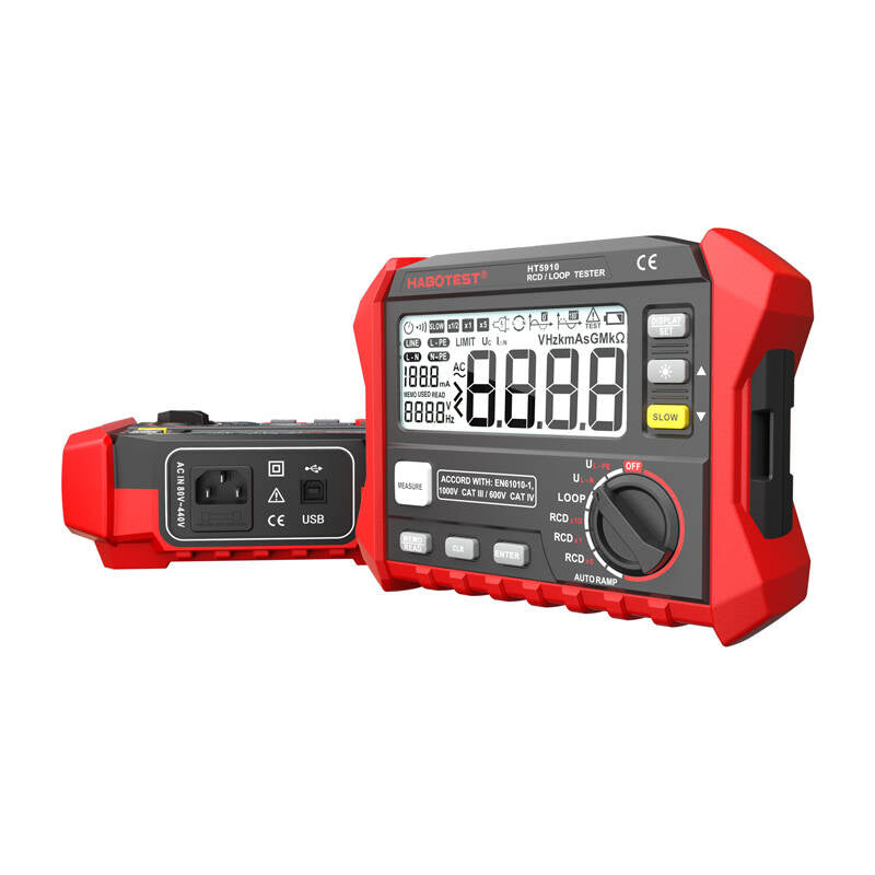 Habotest Ψηφιακός Ελεγκτής Γείωσης RCD/Βρόχου HT5910 (Μαύρο/Κόκκινο)