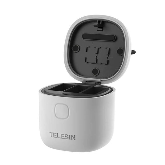 Allin box Αδιάβροχος φορτιστής τριών καναλιών Telesin + 2 μπαταρίες για GoPro Hero 12 / Hero 11 / Hero 10 / Hero 9 (GP-BTR-905-GY-B)