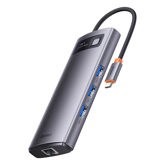 Baseus Docking Station 7σε1 Metal Gleam Series, USB-C σε 3xUSB 3.0 + HDMI + USB-C PD + VGA + Ethernet RJ45 (Ασημί)